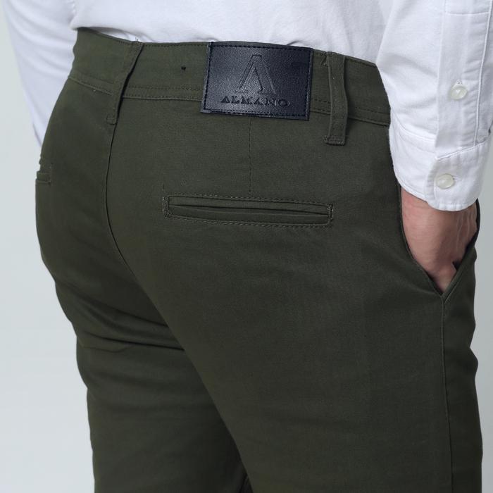 Gambar ALMANO Essential Chino Pants Stretch Khaky / Celana Panjang Chinos Pria Slim Fit Khaki - Hijau Olive, 33 dari Almano undefined Tokopedia
