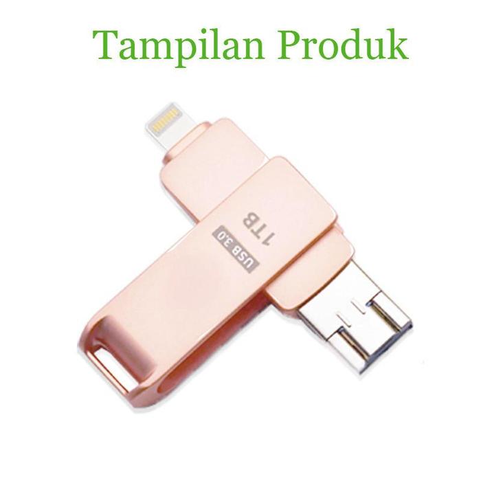 Gambar （Barang spot）FlashDisk iPhone USB3.0 Stik Memori Tiga-Dalam-Satu Flash Drive logam 1TB（lightning/micro/usb） flashdisk  2tb  original Penyimpanan Komputer Otg Storage - Pink, 32GB dari USB Workshop Pro undefined Tokopedia