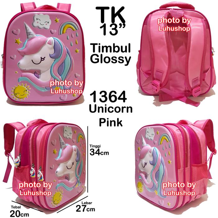Gambar Tas Timbul Glossy SD TK Ransel Sekolah Cewe Tas Anak Perempuan  Unicorn LOL Frosen Owl Burung Hantu Koala Fashion - 1364TK Unicorn Pink dari Luhu Shop undefined Tokopedia