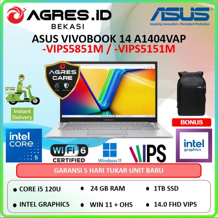 Gambar Asus VivoBook 14 A1404VAP Core i5 120U Ram 24Gb 1Tbssd Win11+Ohs 14.0Fhd Vips Blue, TerraCotta & Silver - Unit + Free AGP, Ram 8Gb/512ssd, Blue dari Agres ID Bekasi undefined Tokopedia