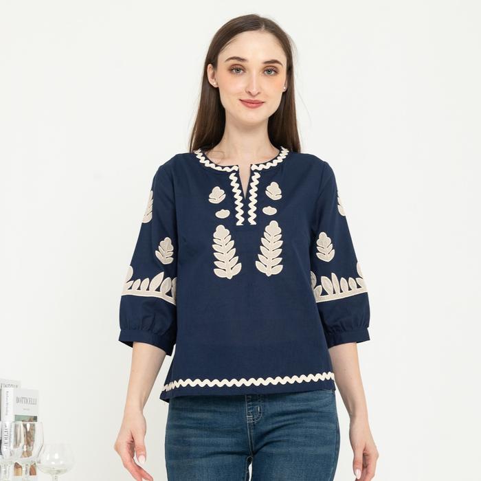 Gambar SISTER'S Blouse - Blus Atasan Wanita Katun Bordir Y9439 (ZE) - Navy, 2L (T5) dari Sisters Fashion Group undefined Tokopedia