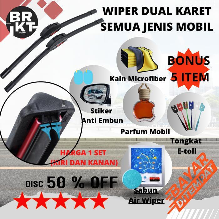 Gambar Wiper Double 2 Lapis Karet Universal Untuk Semua Jenis Mobil 1 Set  Kiri Dan Kanan Bonus 5 Item Wiper  Dual Promo ! - JENIS MOBIL LAIN dari Lapak Rigen undefined Tokopedia