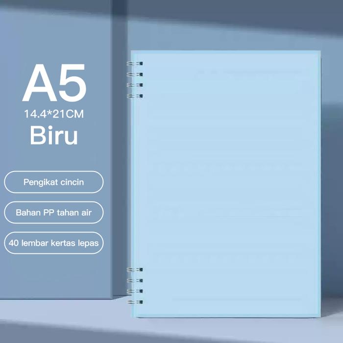 Gambar [READY] Aimilo Notebook A5/B5 Buku Diary Aesthetic Sketch Book Koil 8 LubangYang Ditingkatkan Buku Tulis Stationery Kertas Binder - A5 Blue Bergaris 40L dari Aimilo OfficiaI Store undefined Tokopedia
