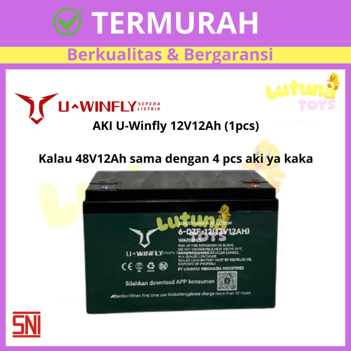 Gambar Aki Sepeda Listrik U Winfly 48V12AH / Batre Original U Winfly 48V/12Ah 1dus / 4 Pcs Baterai Bergaransi Resmi - 12V12AH (1PCS), Packing biasa dari LutunaToys undefined Tokopedia