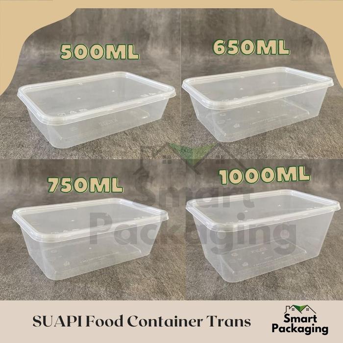 Gambar [ISI 50 PCS] SUAPI Thinwall Food Container Trans 500ml 650ml 750ml 1000ml / Tempat Makan Plastik Bening / Wadah Bekal Makanan Transparan / Kotak Makan Persegi Panjang Polos - 500ML dari Smart Packaging_NEW undefined Tokopedia