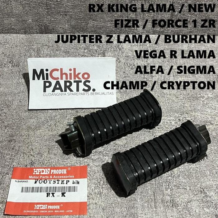 Gambar CUCI GUDANG Footstep Step Pijakan Belakang RX K King Lama New Fizr F1zr Force 1 Alfa Sigma Champ Crypton Jupiter Z Lama Burhan Vega R Lama RXK RXKing Fis Fiz R KARET - MODEL RX KING dari seiko.michikoparts undefined Tokopedia
