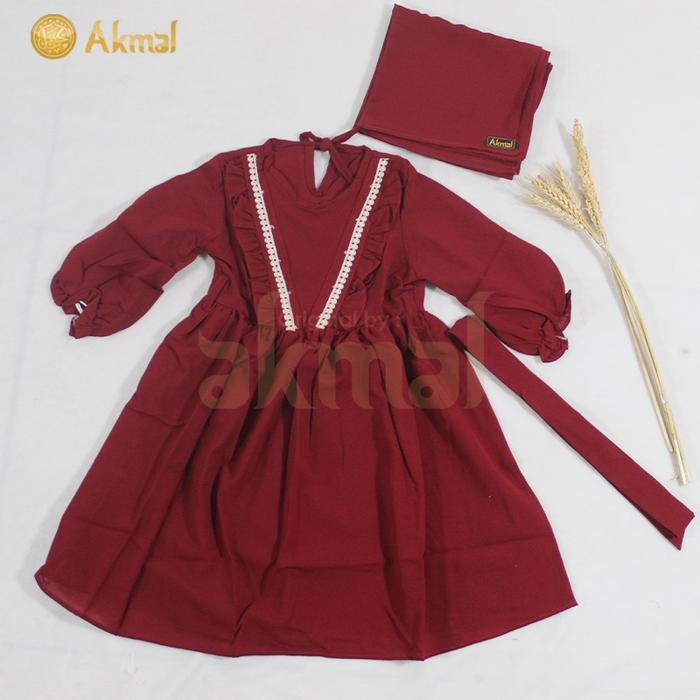 Gambar AKFAS - Baju Gamis Bayi Set Kerudung Zeline Kode 14 - Maroon dari Akfas Official Store undefined Tokopedia
