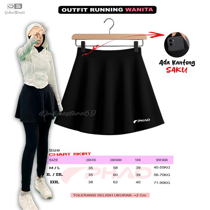 Gambar Rok running sport, Rok mini skirt sport , rok lapisan laging , rok senam Outdoor ,rok olahraga remaja dan dewasa - HITAM, M/L dari Rhara69 undefined Tokopedia