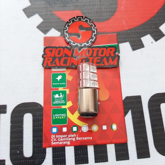 Gambar Bohlam / Lampu Rem Belakang Motor Universal / Stop Lamp LED 12 Mata 12T Merah Jelly dari SION MOTOR_NEW undefined Tokopedia