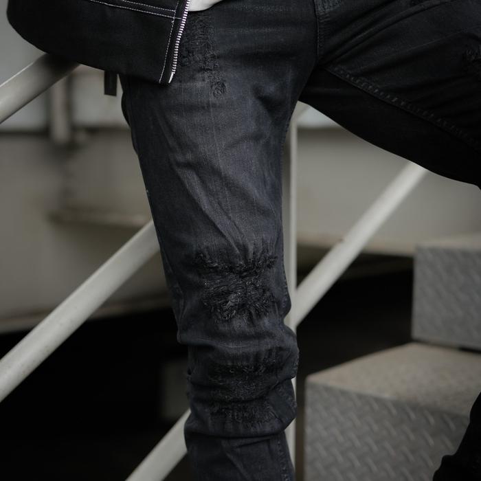 Gambar Weird Jeans - Black Orleans - Celana Jeans Panjang Pria Skinny Fti Slim Fit Strech Ripped Sobek Nyaman Keren - Black Orleans, 28 dari Weird Jeans undefined Tokopedia