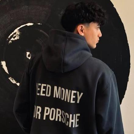 Gambar Knit Cluthvision Lucky Number  // T-Shirt Hoodie Cluthvision Need Money for Porsche - Hoodie Porsche Black, M dari 3LUCKIESTORE undefined Tokopedia