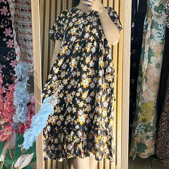 Gambar Daster Nagita Wanita LD 110-120 BB muat sampai 80kg berbahan royan sritx Permium  Dress Tidur Panjang Kancing di dada Rayon - Biru dari Ratu Baju Puspita undefined 5 Tokopedia