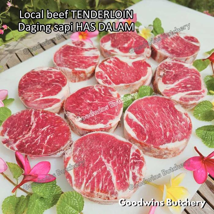Gambar Beef TENDERLOIN Local Premium wellington small roast cuts | daging sapi has dalam eye fillet mignon frozen - STEAK 2.5cm 600gr 3-4pcs dari Goodwins Butchery undefined Tokopedia