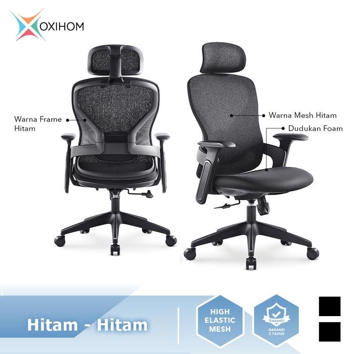Gambar OXIHOM FM7216 Kursi Mesh Kursi Gaming Kursi Kantor Nyaman Ergonomis Stylish untuk Produktivitas Kerja dan Kenyamanan Bermain yang Optimal - Hitam - Hitam dari Abditama Living undefined Tokopedia