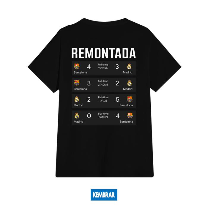 Gambar Kembrar ID - Kaos Remontada Barcelona Tshirt El Clasico Bola T-shirt Skor Baju Pria Wanita Cotton Combed Hitam Unisex COD - HITAM, S dari Kembrar.id undefined 5 Tokopedia