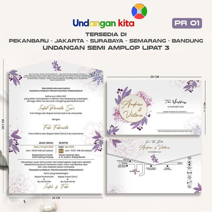Gambar (100Pcs) Undangan Pernikahan Jasmine Bentuk Semi Amplop - AMPL3 PR 53 dari Undangan Kita undefined 5 Tokopedia