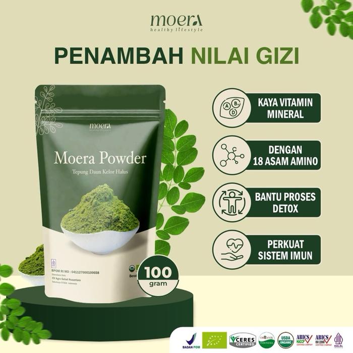 Gambar Moera - Bubuk Halus Daun Kelor 500 Mesh Organik Alami Bebas gula dari CV Agro Sehat Nusantara undefined Tokopedia