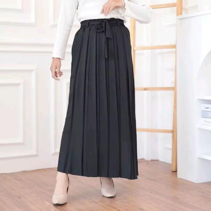 Gambar ROK KANTOR PLISKET PINGGANG FULL KARET SUPER JUMBO MUAT BB 100KG A-Line Kerja Muslim Panjang Rempel Tebal Wanita Basic - HITAM, 37/L7 dari faradisa collection17_NEW undefined Tokopedia