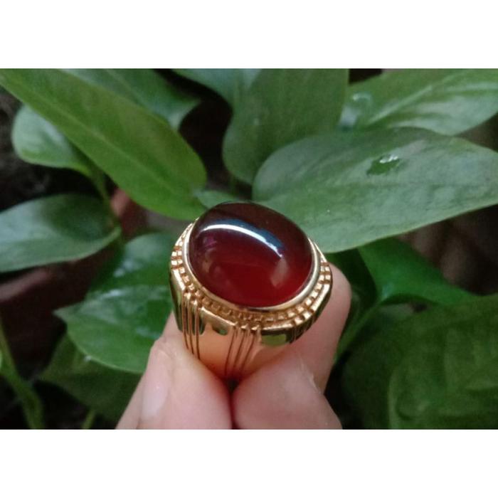 Gambar CINCIN BATU AKIK GETAH KATILAYU ASLI  ALAM/BUAT MANCING IKAN - Ring titanium gold, Ring 7 dari StyleSquad39 undefined Tokopedia