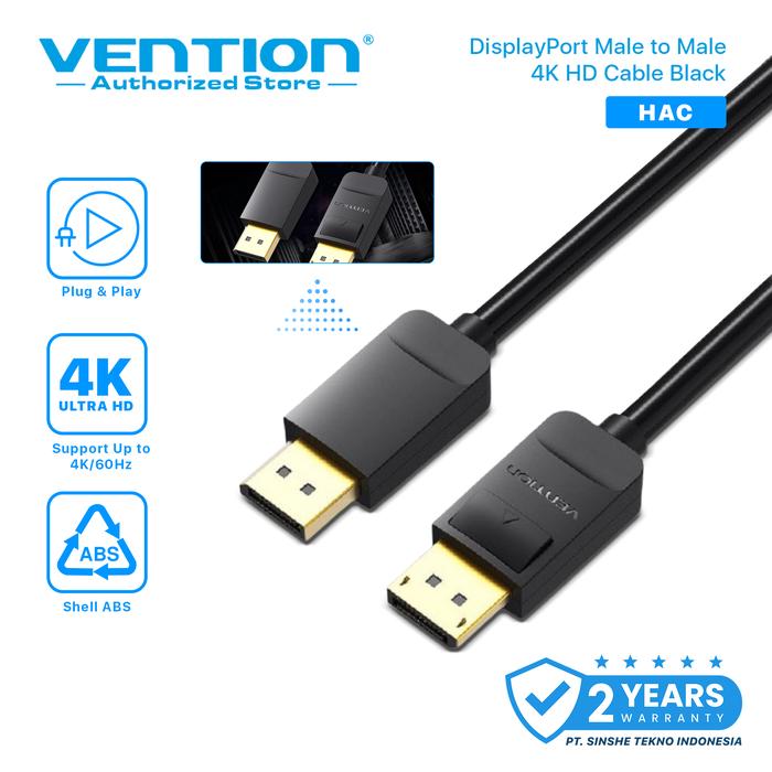 Gambar Vention [HAC 1.5M] Kabel DisplayPort Male to Display Port (DP) Male - HAC dari Vention Authorized Store undefined Tokopedia