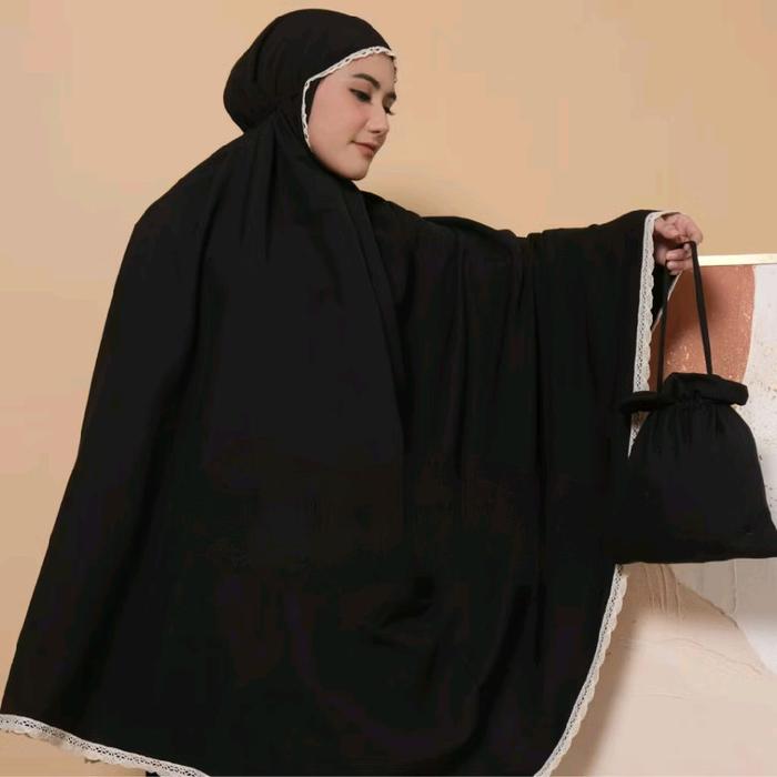 Gambar NAYARA Mukena travel katun dewasa jumbo / Mukena renda katun  / mukena Katun dewasa murah - NAYARA Hitam dari GALERI SAUUDAH BANDUNG undefined Tokopedia