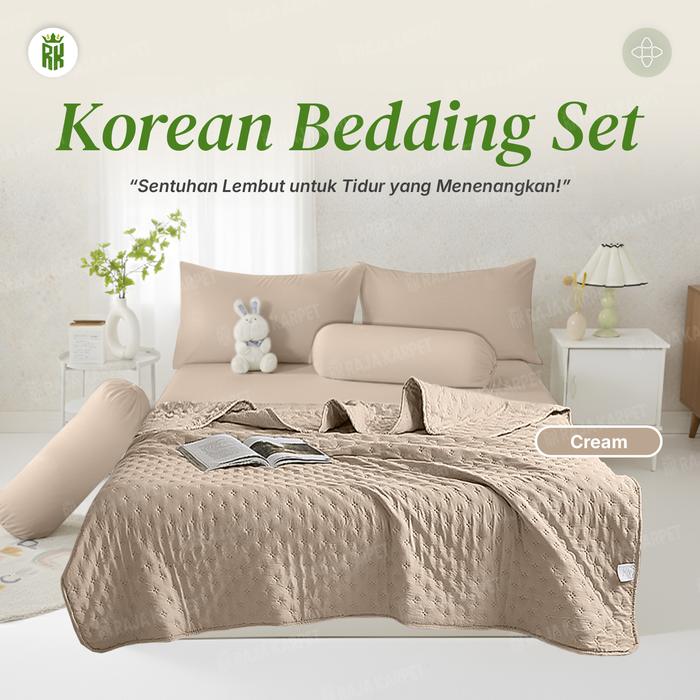 Gambar RAJA x FIFASTORE Set Sprei & Selimut Pastel Series Bahan Microtex Premium 120x200 160x200 180x200cm Lembut Estetik - SET CREAM , 120X200CM dari Raja Karpet_NEW undefined Tokopedia