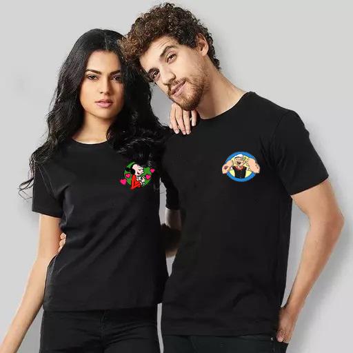 Gambar COUPLE POPEYE baju kaos tshirt couple kembaran pasangan ayang serasi keren estetik trendi hits kekasih remaja cinta love kado terbaru atasan casual adem lucu - Hitam, S cowo dari Kaos Couple_NEW undefined Tokopedia