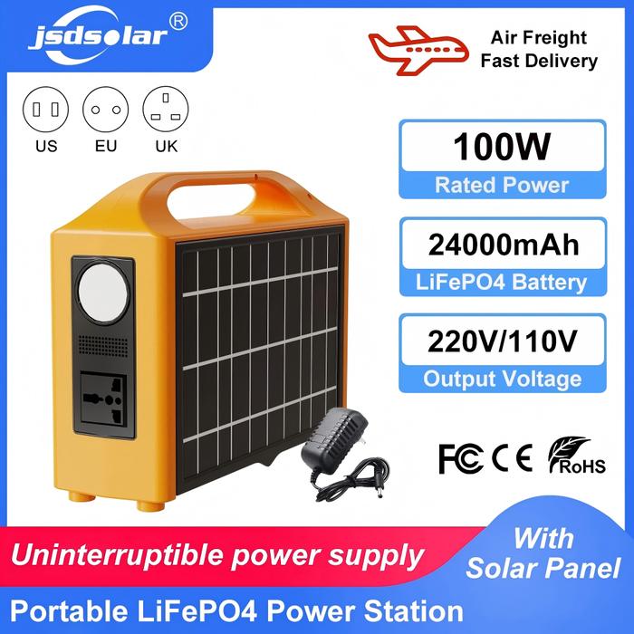 Gambar jsdsolar 100W Portable Power Station UPS Solar Power Generator 110V/220V LiFePO4 Charging Stations With Solar Panel for Camping dari aatdolihat sansan undefined Tokopedia