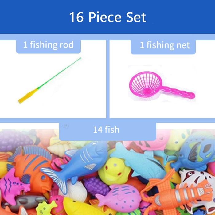 Gambar [COD] Mancing Ikan Mainan Pancingan Ikan Set Lengkap 16/32/40 PCS Dan Kolam Pancing Ikan Magnet Anak - 16Pcs [14 Ikan] dari Youleen.id undefined Tokopedia