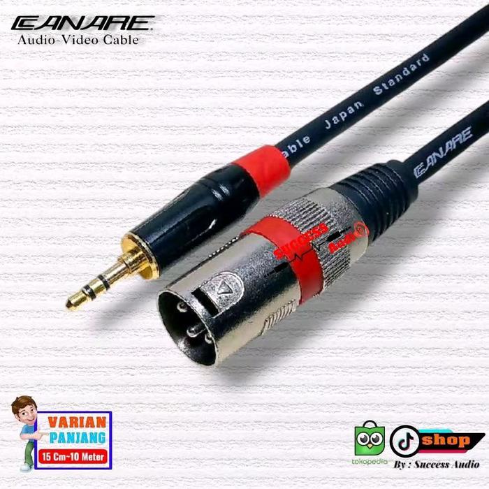 Gambar Kabel Audio Adapter/ TRS 3.5mm Stereo Male to Canon XLR Male -Canare -50 Cm Wireless Speaker - 15 Cm dari Success Audio undefined Tokopedia
