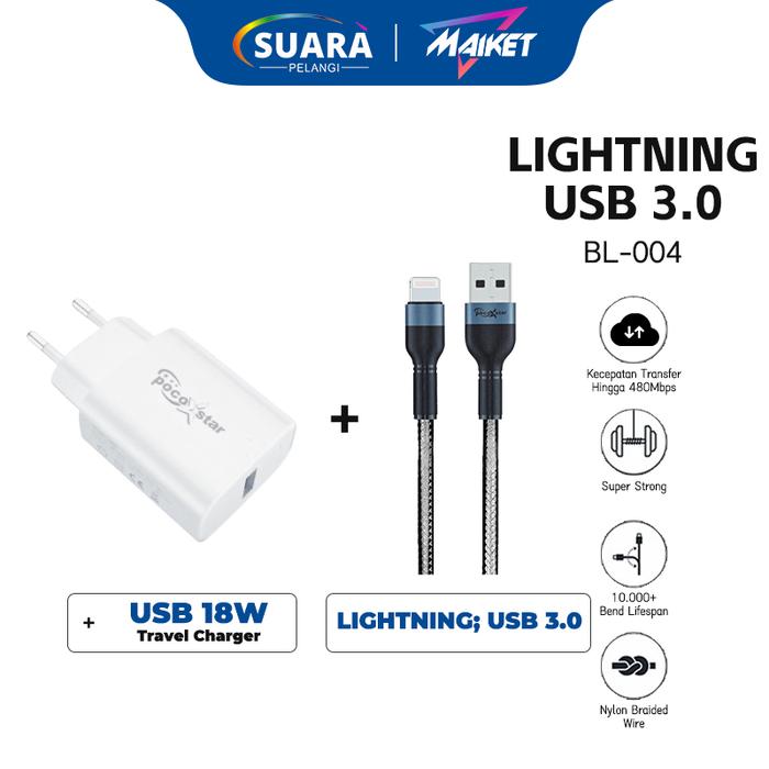 Gambar 【Fast Charging】3in1 BLACK Kabel Data Micro / Type C / iphone Warna Hitam Lightning 1m Nylon Braided - Tahan Lama & Isi Daya Super Cepat - Compatibel Semua HP - Paket Charger - Paket Charger - B (Kabel IOS+18W USB) dari Suara Pelangi undefined Tokopedia