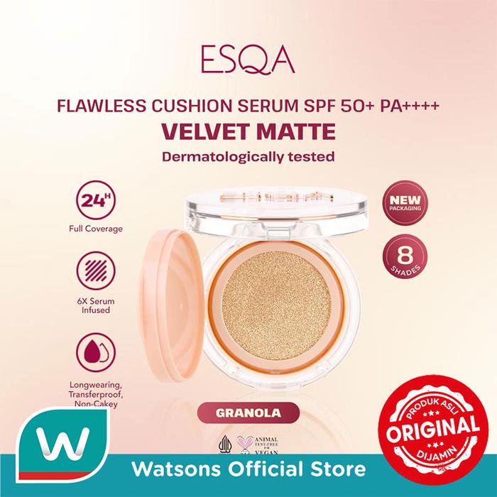 Gambar Esqa Flawless Cushion Serum SPF 50+ PA++++ Velvet Matte Granola 15g dari Watsons Indonesia Official Store undefined Tokopedia