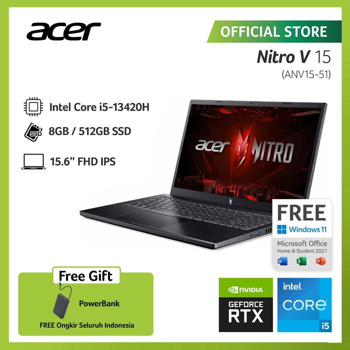 Gambar ACER NITRO V 15 ANV15-51-51U8 INTEL CORE i5-13420H NVIDIA GEFORCE RTX 2050 RAM 8GB STORAGE 512GB SSD WINDOWS 11 dari Acer Official Store undefined Tokopedia