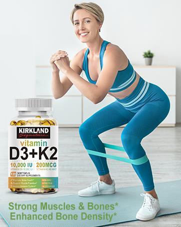 Gambar INSTAN KIRKLAND VITAMIN D3 K2 10000 IU  200 MCG, VITAMIN D DENGAN SUPLEMEN MK7 VITAMIN K2 UNTUK PRIA DAN WANITA, MENDUKUNG PENYERAPAN KALSIUM, TULANG, KESEHATAN KEKEBALAN DAN KARDIOVASKULAR , NON-GMO, 120 SOFTGELS LARIS dari GELORA KERAJINAN undefined Tokopedia