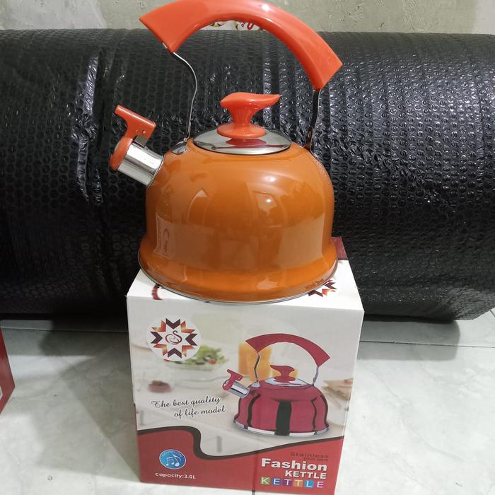 Gambar Teko Siul Warna-Tempat Masak Air Panas Kapasitas 3 Liter Dan 4 Liter Berbahan Stainless Steel Tahan Karat Harga Satuan Tea teapot set - Orange Uk. 4 Liter dari awa.collection undefined Tokopedia