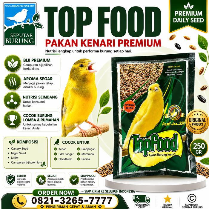 Gambar Makanan Burung TOP FOOD Premium Harian Bersih Sehat Special Blend - Kenari - 250 gram dari Seputar Burung Indonesia Kab. Sukoharjo Tokopedia