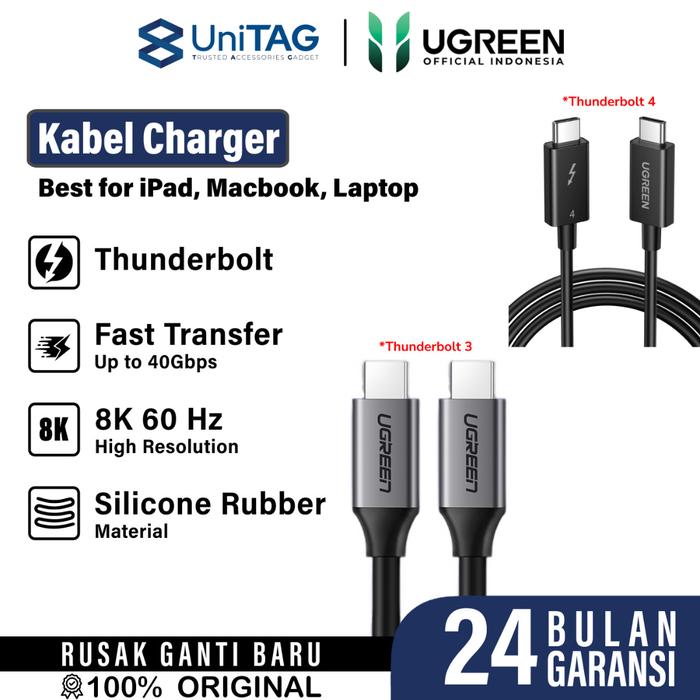 Gambar UGREEN Kabel Data USB C 3.1 to C Fast Charging Samsung Huawei Xiaomi Laptop Macbook Pro Air Thunderbolt 3 4 100W Cable Charger - Black, Thunderbolt4 dari UniTAG Store undefined Tokopedia