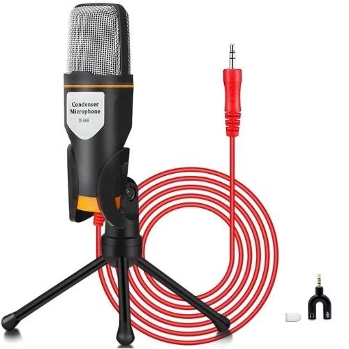 Gambar SF-666 Condenser Studio Mikrofon / Microfone / Microphone dengan Tripod + Mic Cover Untuk Komputer Hp Karaoke Recording - Mic+Tripod dari ImportirAcc Store undefined Tokopedia