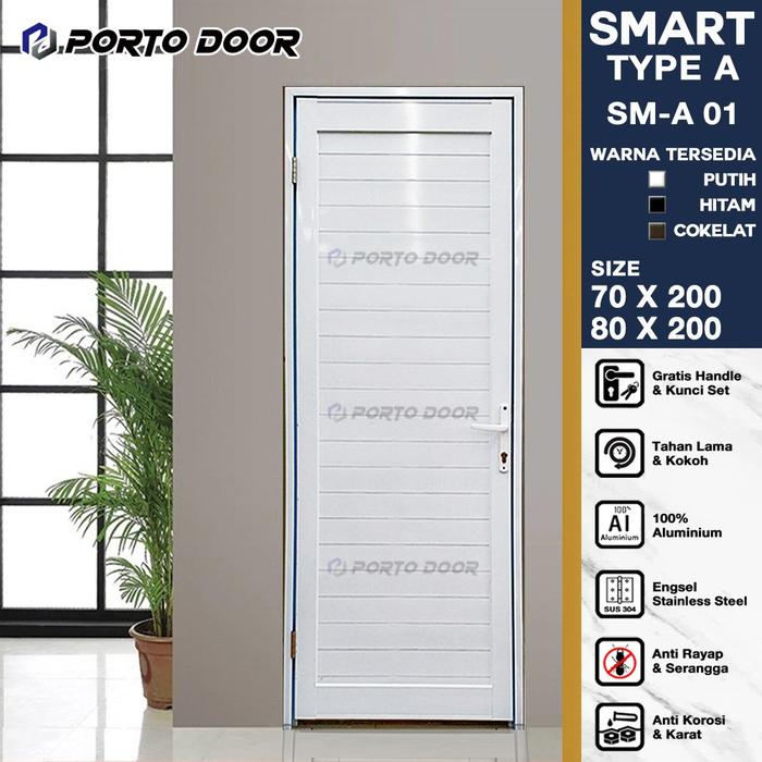 Gambar PORTO DOOR 70 X 200 CM SMART A SM 01 PINTU ALUMUNIUM / PINTU KAMAR MANDI / PINTU RUANGAN - Putih, Engsel Kiri dari Tirta Bangunan undefined Tokopedia