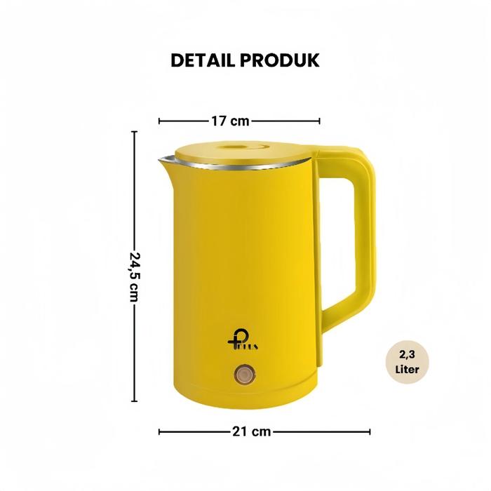 Gambar Termos Air Panas Teko Listrik 600W 2,3L Pemanas Air Listrik Water Heater Kettle Listrik - KUNING dari Bestylifeshop undefined Tokopedia