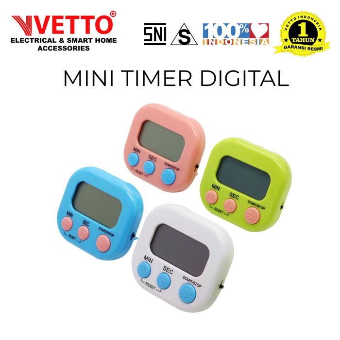 Gambar VETTO Digital Timer Kitchen / Pengatur Waktu Masak Stopwatch Alarm LCD Mini Magnet - Random dari Vetto Indonesia undefined Tokopedia