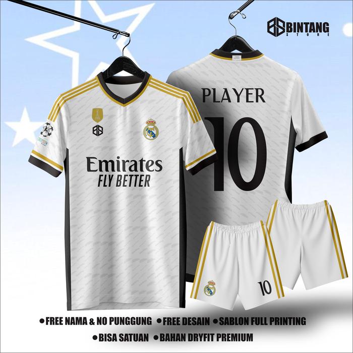 Gambar JERSEY REAL MADRID 24/25 KIT FULL PRINTING FREE CUSTOM NAMA NOMOR PUNGGUNG Baju Sport - JERSEY REAL MADRID HOME (BAJU+CELANA), S dari Bintangsport.indonesia undefined Tokopedia