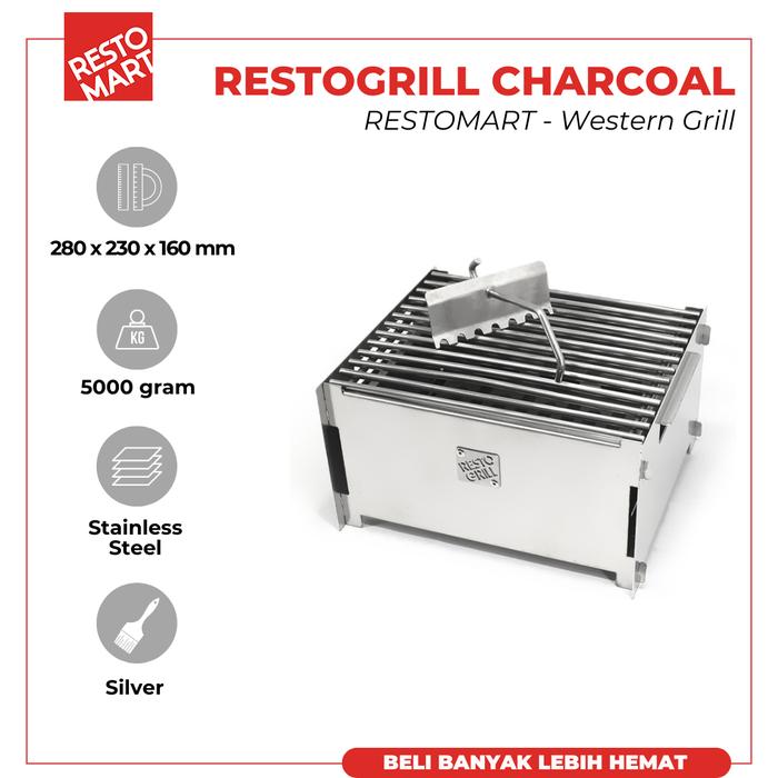 Gambar Grill Portable RESTOGRILL Charcoal - Western dari Restomart Kitchen Solution undefined Tokopedia