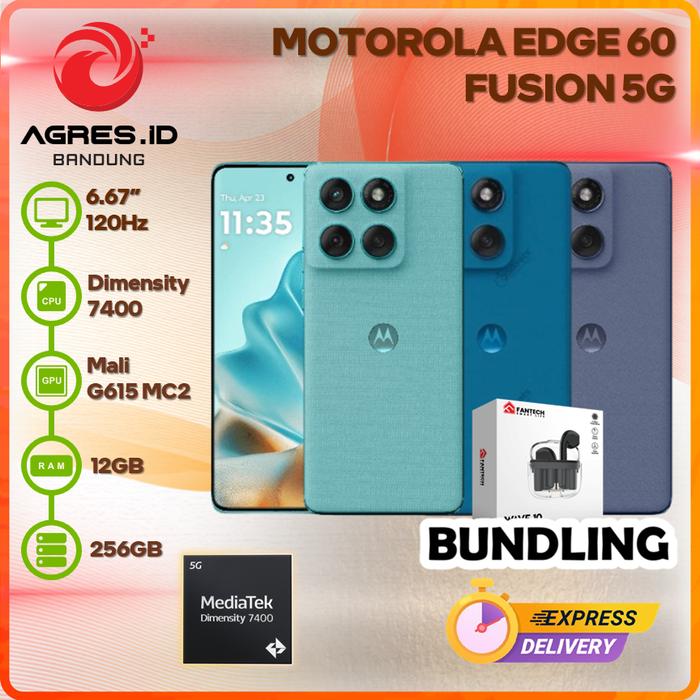 Gambar Motorola Edge 60 Fusion 5G 12Gb 256Gb Garansi Resmi Indonesia - MYKONOS BLUE, NON BUNDLE dari Agres ID Bandung undefined Tokopedia