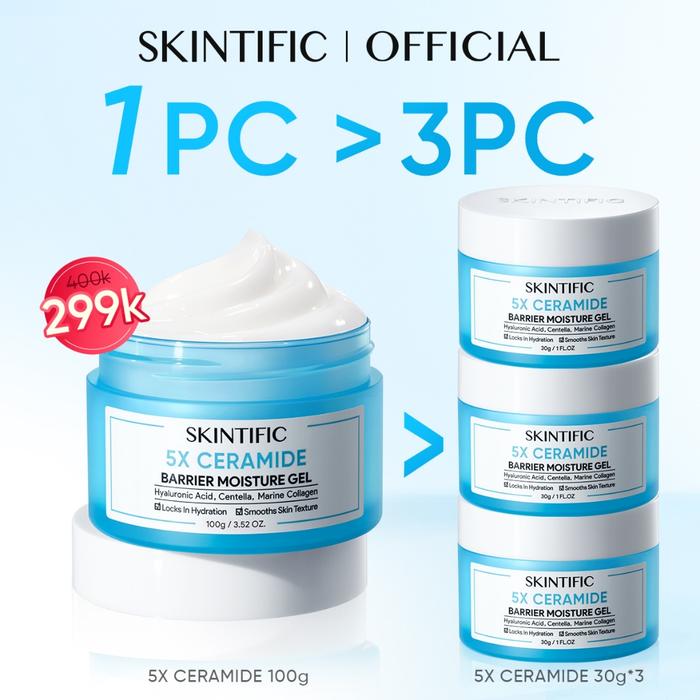 Gambar SKINTIFIC - 5X Ceramide Barrier Moisturizer Gel 80g | Cream pencerah Wajah Calming Whitening Brightening Dark Spot Pelembab Wajah Pemutih Wajah Facial Moisturizer Day Cream Night Cream Skincare BPOM Niacinamide with Centella - 5x-100g dari Skintific Official Store undefined Tokopedia
