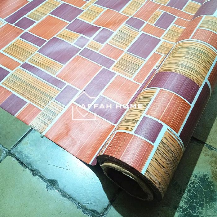 Gambar karpet lantai vinyl beragam motif untuk alas ruang tamu - tikar lantai plastik roll atau meteran - 1 roll 1,2m x 14m tebal 0,26mm - perlak lantai tahan noda & air - 1, Roll dari Affah Home undefined Tokopedia