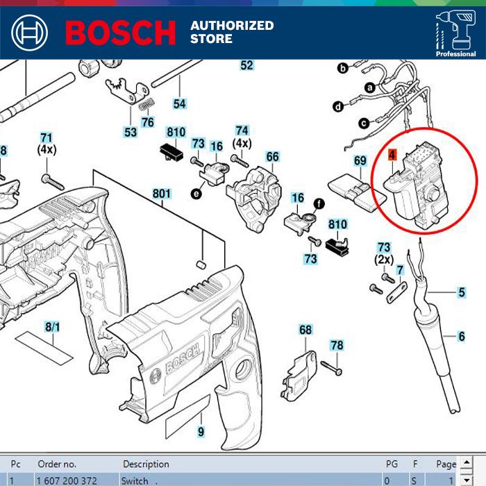 Gambar Bosch ORIGINAL Spare Part Untuk GBH 220 (BARE TOOL 3611BA60K0) - 1. SWITCH dari Bosch Tools Authorized MGK undefined Tokopedia