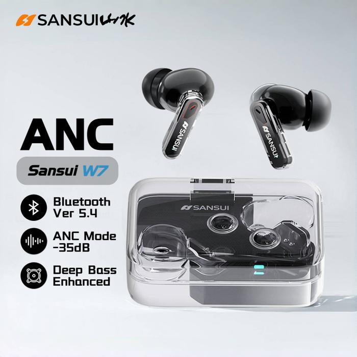 Jual Sansui W7 ANC Bluetooth TWS Earbuds 35dB Active Noise