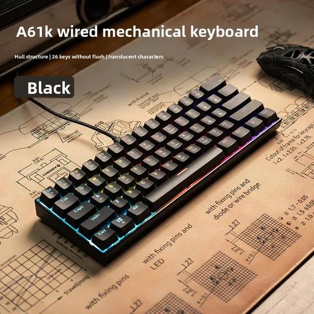 Furycube A61K | A61-K Wired RGB Rainbow Backlight Mechanical Gaming Keyboard