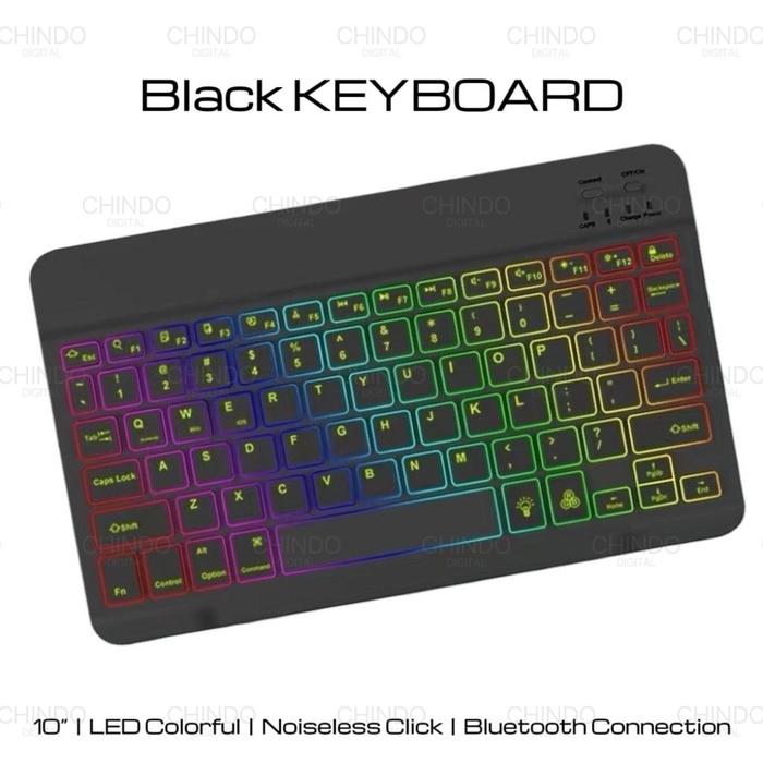 Gambar [CDOS] 10inch Backlit Backlight RGB Keyboard Wireless Bluetooth Keyboard and Mouse SET LED Colorful KEYBOARD - RGB KEYBOARD BLACK dari CHINDO DIGITAL STORE undefined Tokopedia